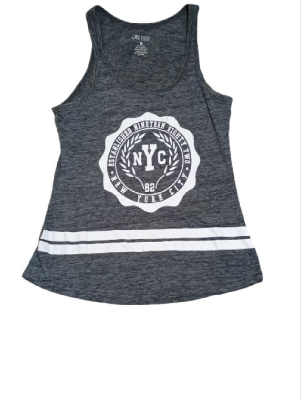 On Fire Gray Graphic Tee with White Print